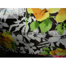 Polyester Flower Pattern Printed Satin for Lady Dress